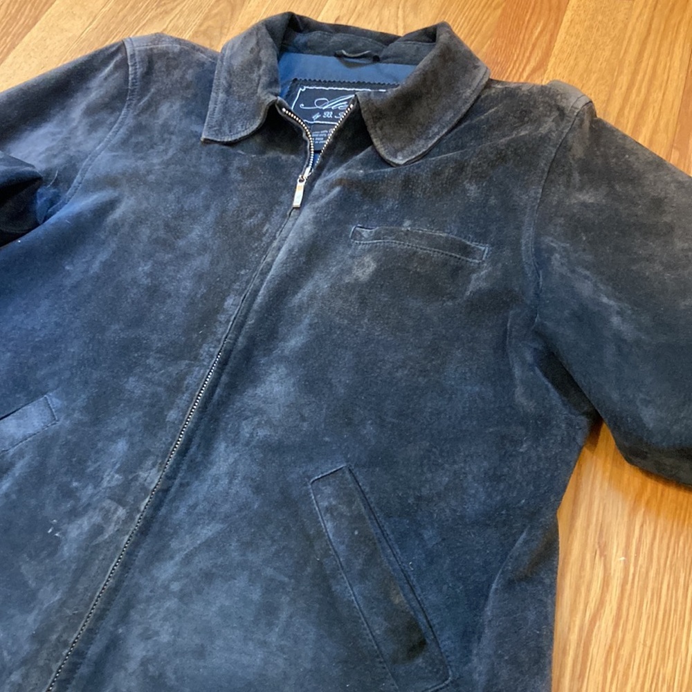 Atelier by B Thomas slate blue suede jacket